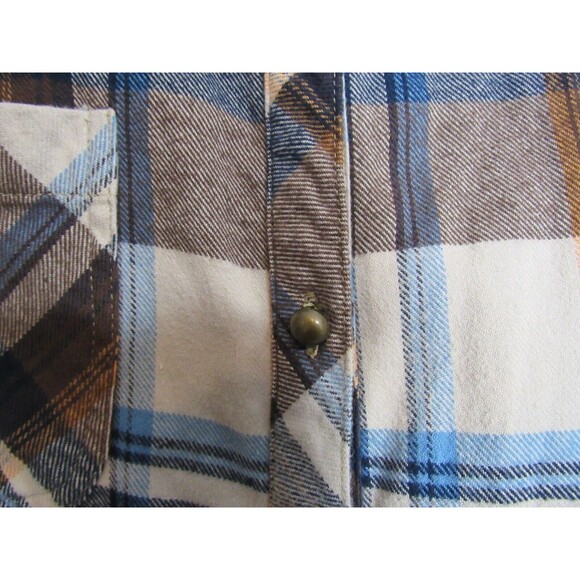 Orvis Plaid Flannel Front Woods Forest Tree Scene Back Button Down Shirt M EUC - Picture 4 of 5